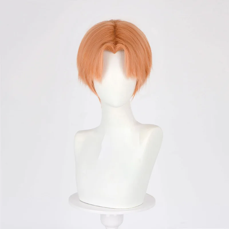 남성용 합성 가발, 앞머리, 자연스러운 헤어 스타일, 픽시 컷 가발, 짧은 머리, 주황색, 남자 코스프레 가발