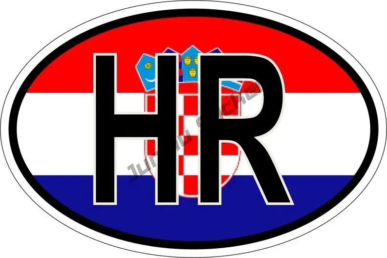 HR Croatia Croatian Country Code Hrvatska Oval Shapes Sticker Flag Car Body Laptop Decorative Decal Waterproof Decor