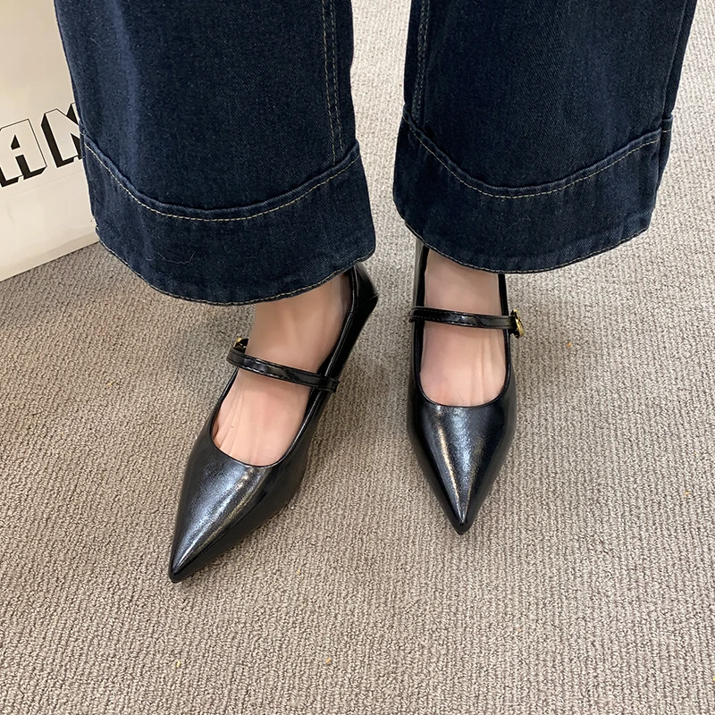 French pointed Mary Jane shoes - Leatherwork In French ulasan dan harga