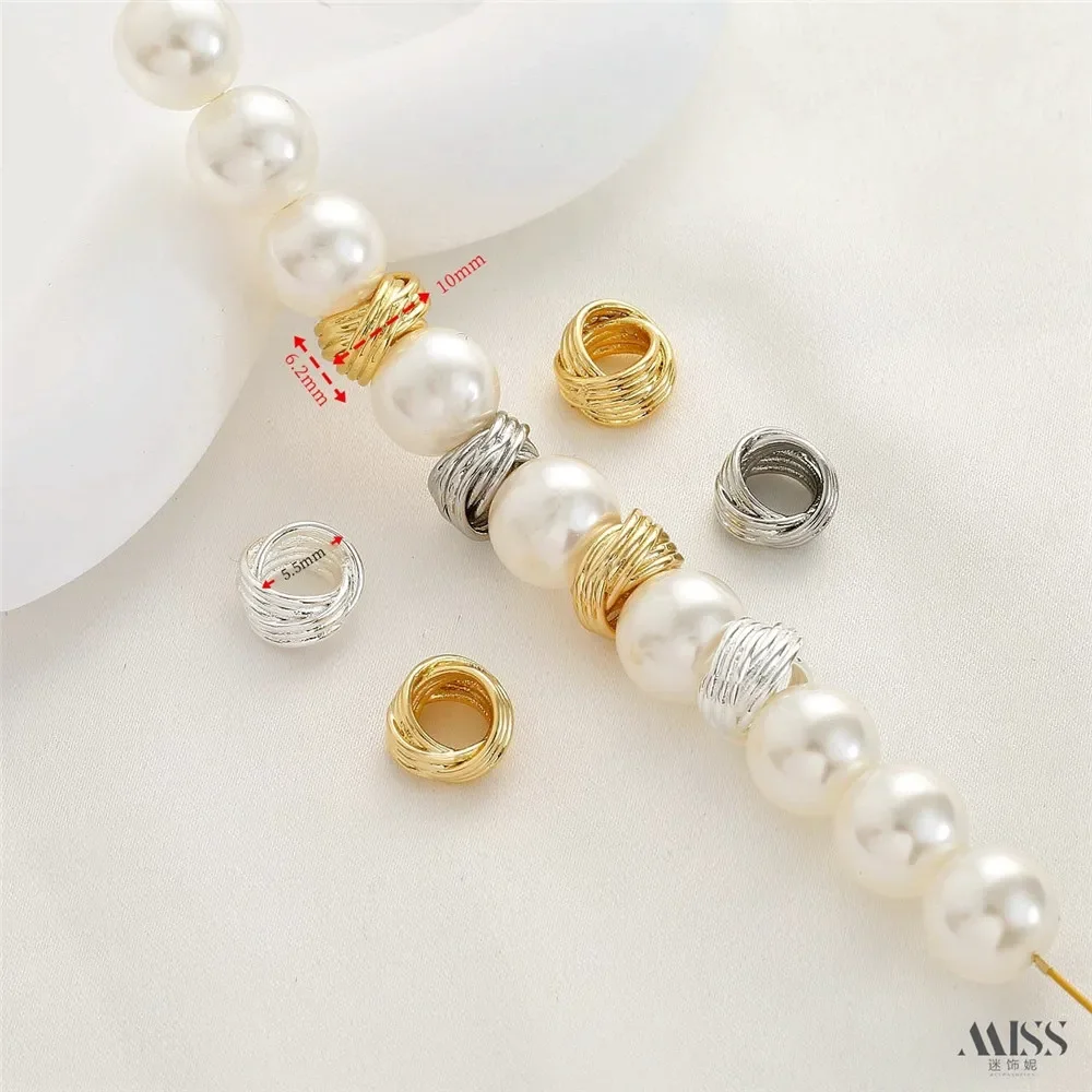 14K Gold Color-preserving Bird's Nest Wool Ring Twist Ring Bead Diy Handmade Bracelet Loose Bead Ear Jewelry Accessories