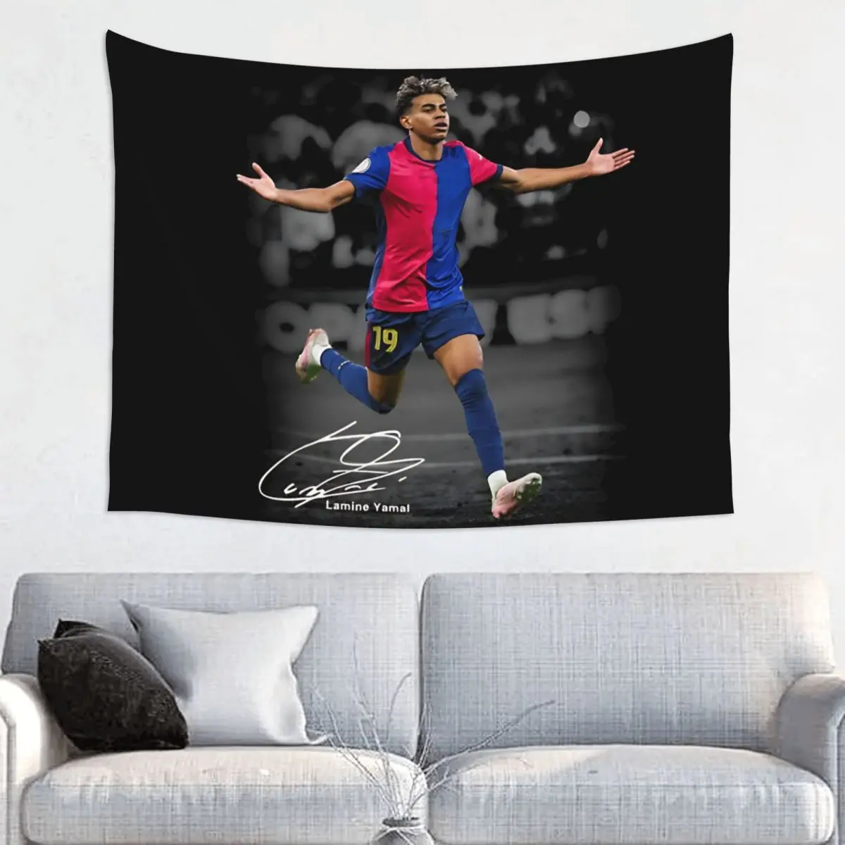 Lamine Y-Yamal Tapestry Wall Hanging Printed Polyester Tapestry Football Soccer Fantasy Wall Blanket Wall Decor Wall Cloth