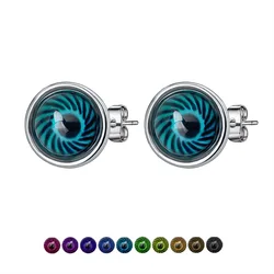 Fashionable Mood Earrings Eye Gem Stud Earrings Color Change Emotion Feeling Changeable Temperature Earrings For Birthday Gifts
