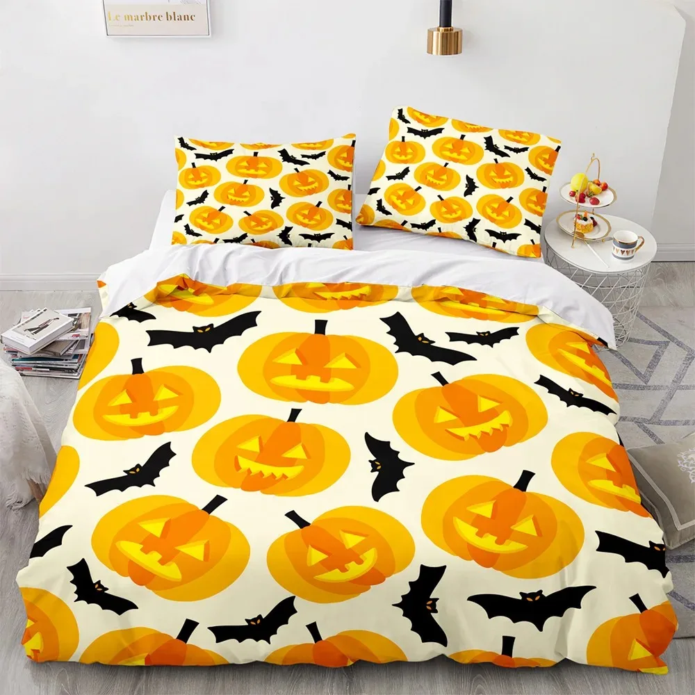 

Halloween Pumpkin Bedding Set 3D Duvet Cover Pillowcases Twin Full Queen King Adult Kids Bed Linen Halloween Duvet Cover Sets