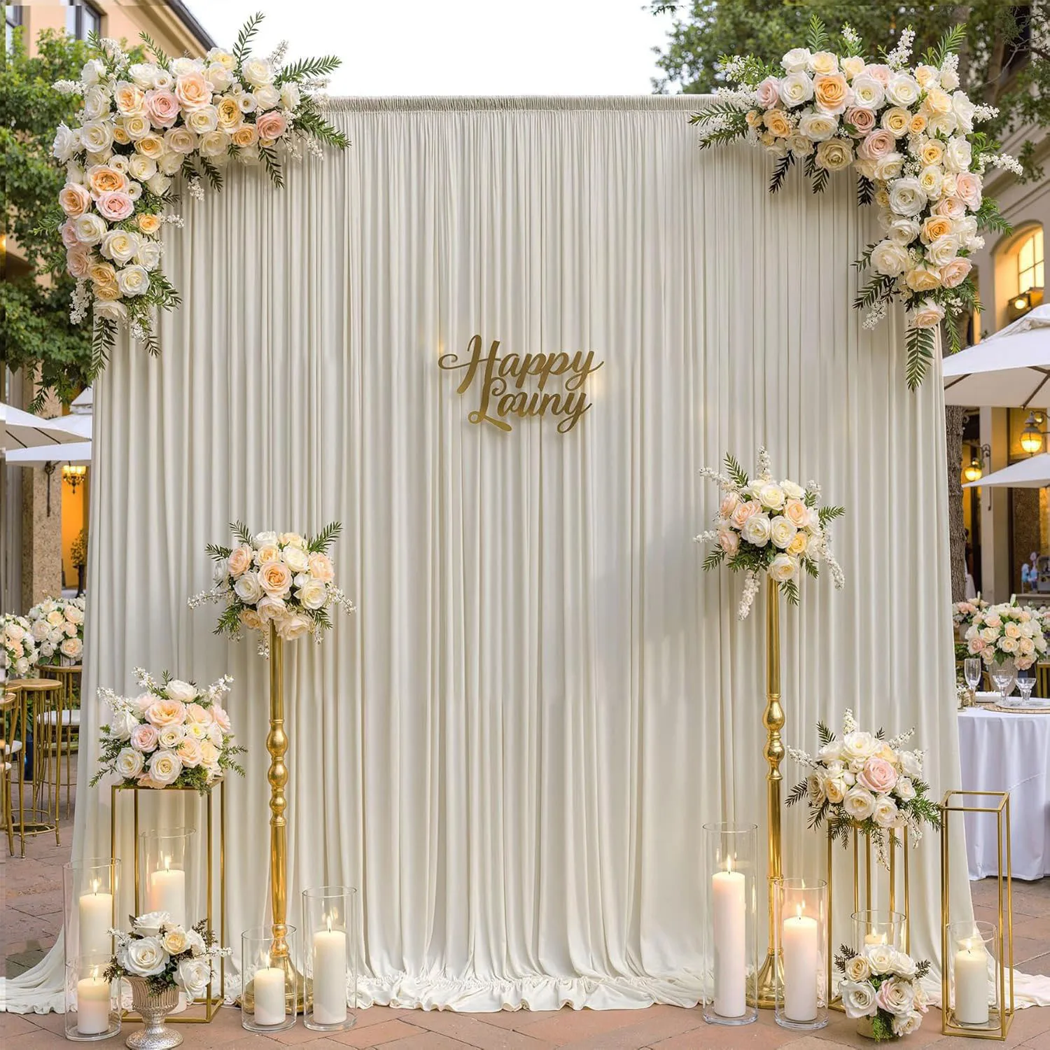 Wrinkle Free Backdrop Curtain for Party,Polyester Photo Backdrop Drape 1 Panel for Wedding Birthday Party Photography Background