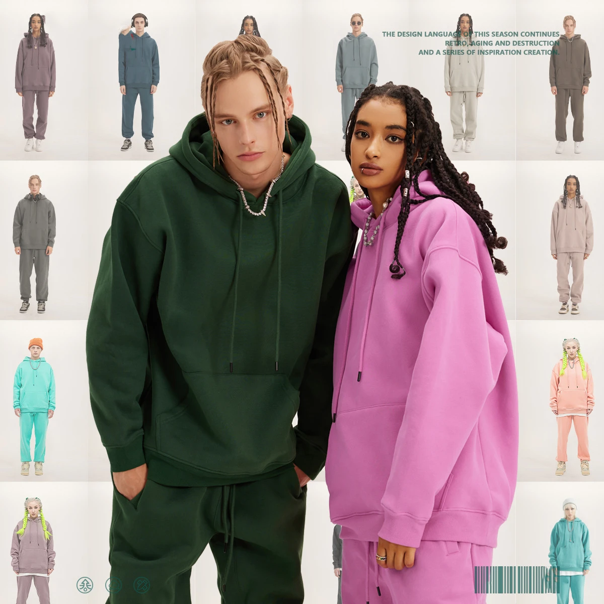 2024 Winter New Men and Women Zipper Hoodie High Street Unisex Style Double Pockets Oversize Loose Sweatshirts Outerwear Top