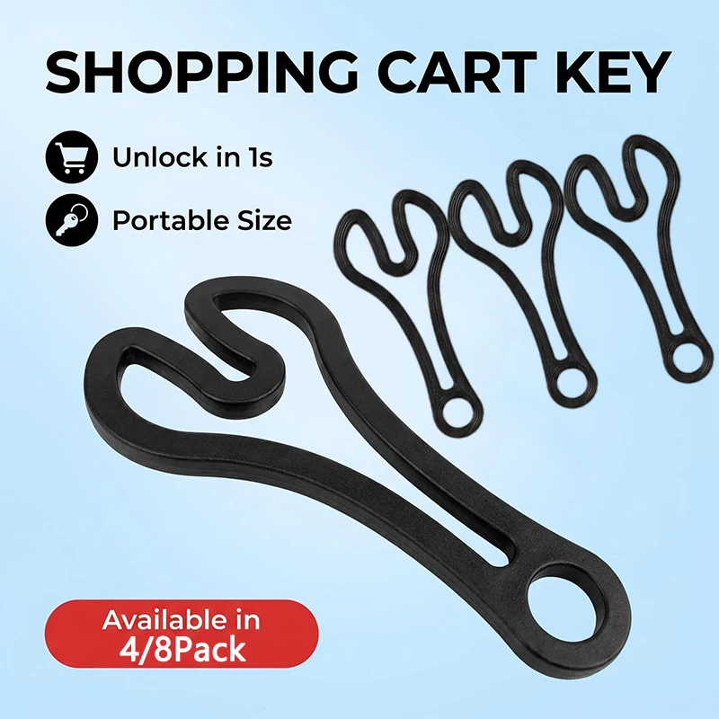 Chave Desbloqueadora Universal para Carrinho de Compras (4/8 Peças) - Chaveiro de Metal Portátil para Supermercado e Acessórios Domésticos Diários