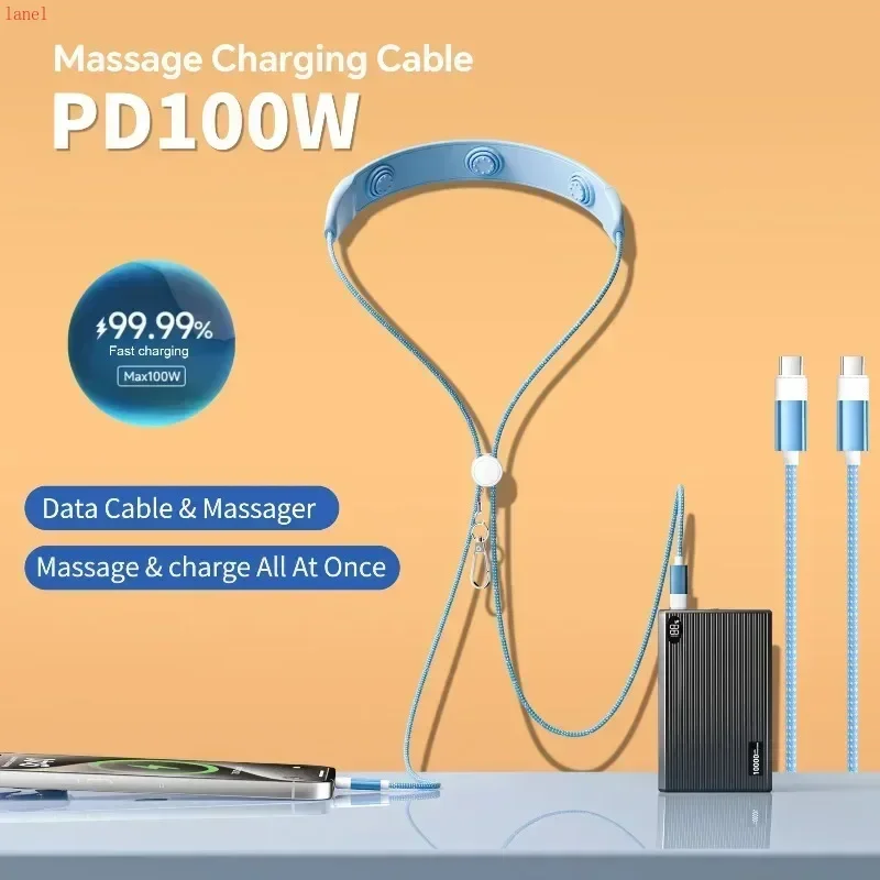 Multifunctional Type-C Massage Cable PD 100W Fast Charging USB C Cable With EMS Massage Function For iPhoneXiaomi Samsung Huawei
