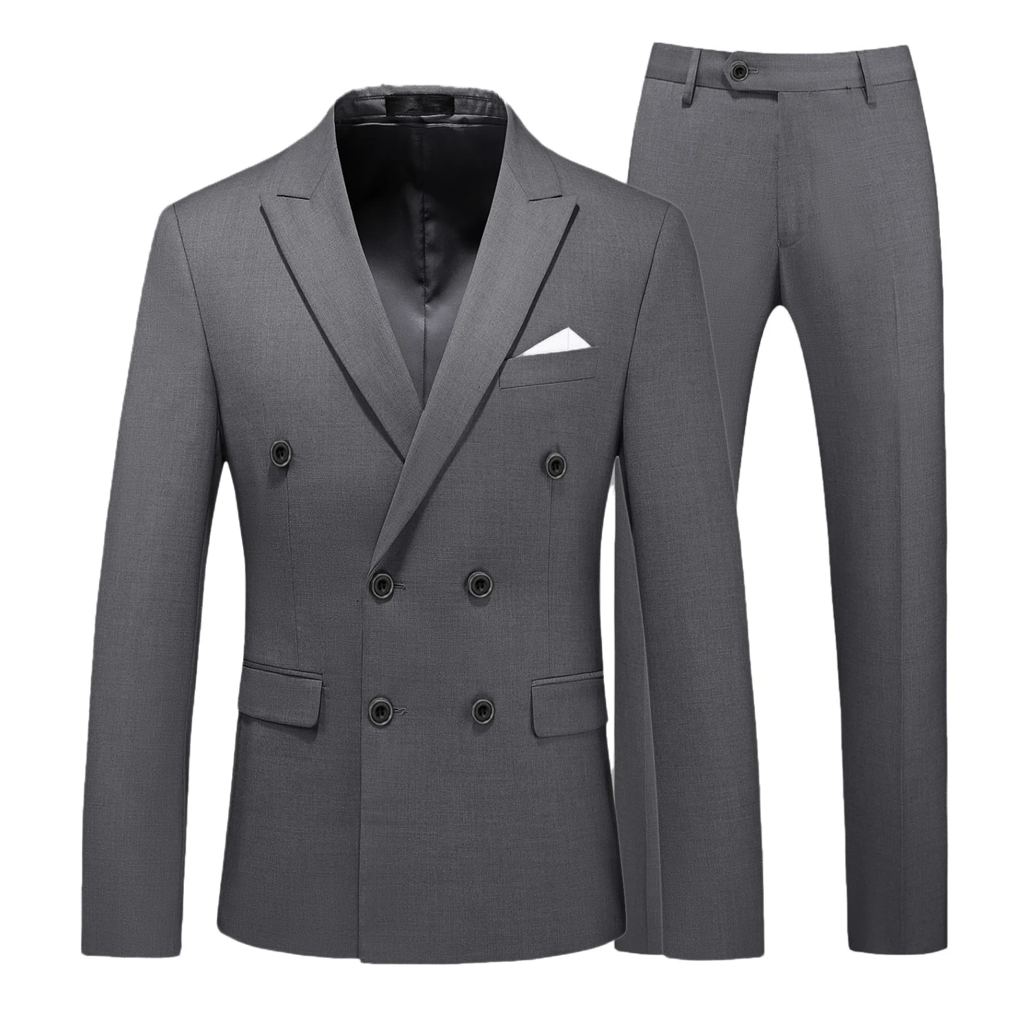 

Men's Casual Boutique Business Double Breasted Suit Coat 2 Piece Set / Male Solid Color Slim Fit Blazers Jacket Pants Trousers