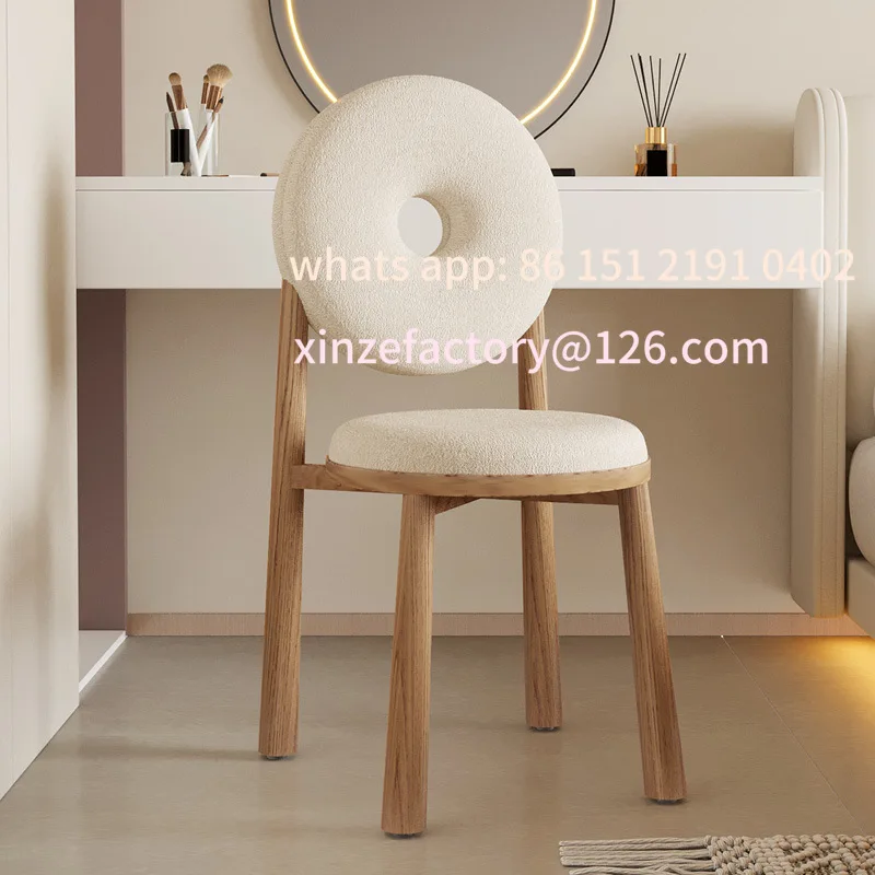 

Customizable Cream Wind Lamb Fleece Donuts Wrought Iron Chair Comfortable Home Bedroom Backrest Stool