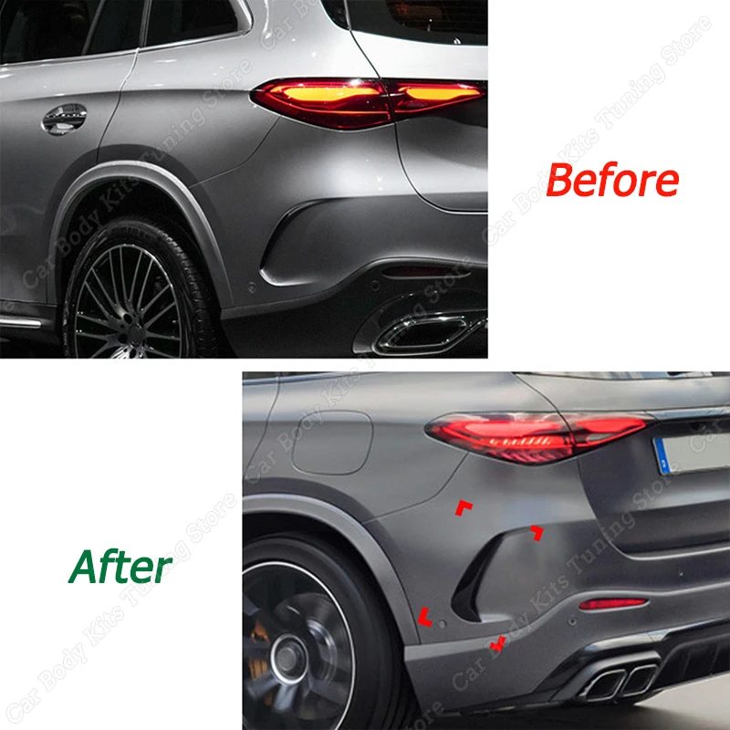 For Mercedes Benz GLC Class X254 AMG Line 2023-2024+ Car Rear Bumper Diffuser Wind Knife Trim Body Kits Gloss Black/Carbon Look