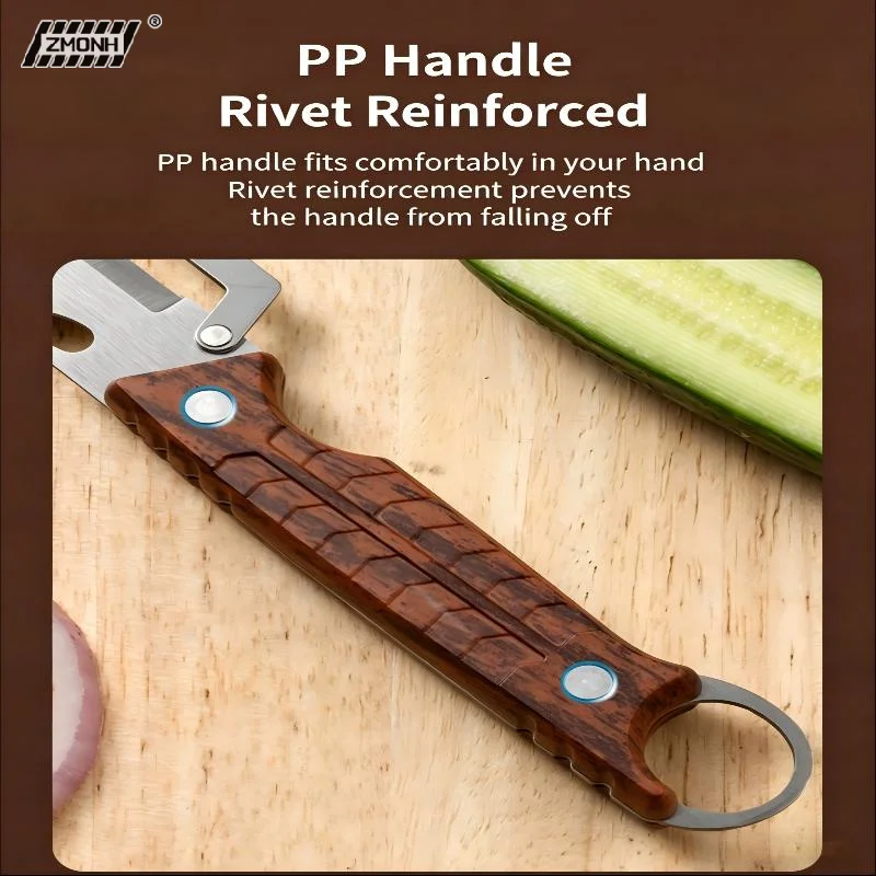 

[H]Multi-Functional Vegetable Peeler For Kitchen, Ultra-Sharp Stainless Steel Blade With Wooden Handle And Bottle Opener