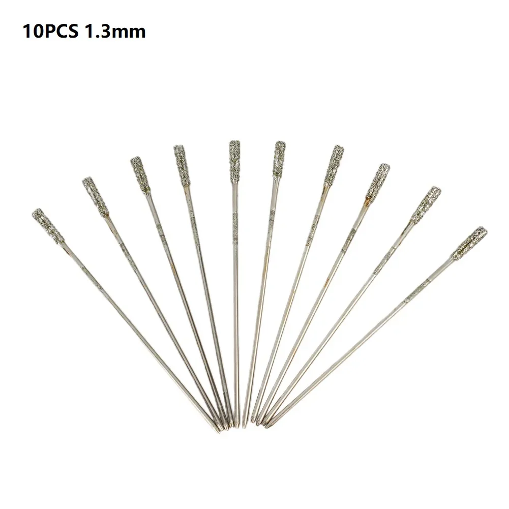 Imagem -03 - Diamante Revestido com Derivadas Brocas Azulejo Pedra Vidro Jóias Buraco Saw Fresa Bit Brush Ferramentas Burr 10 Pcs 12 Pcs 1.3 mm