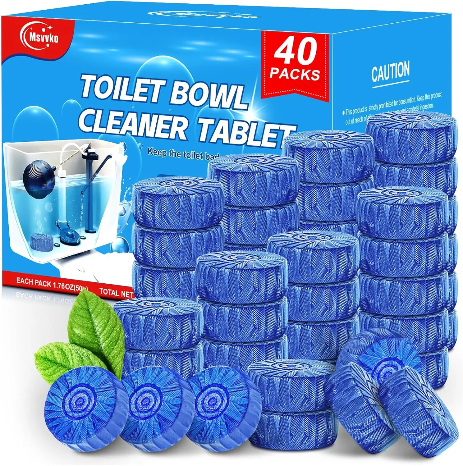 

Toilet Bowl Cleaner Tablets 40 Pcs, Septic Safe Automatic Toilet Tank Cleaner with Sustained-Release