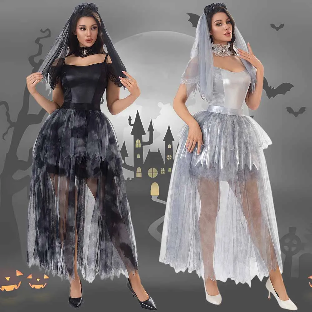 

Women Ghost Bride Dress Cosplay Zombie Witch Costume Holiday Party Vampire Dress Up Halloween Devil Vampire Costumes