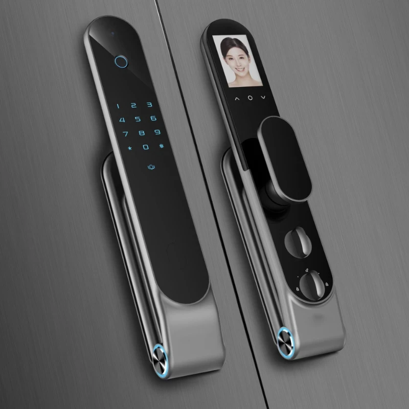 High quality 3D Face Lock Password Palm Print Palm Vein Double Smart Anti theft Door Electronic Cat Eye Monitoring Lock