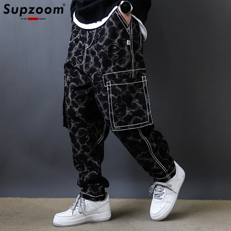 

Supzoom New Arrival Top Fashion Street Hip Hop Loose Cotton Pockets Selling Leopard Print Casual Cargo Pants