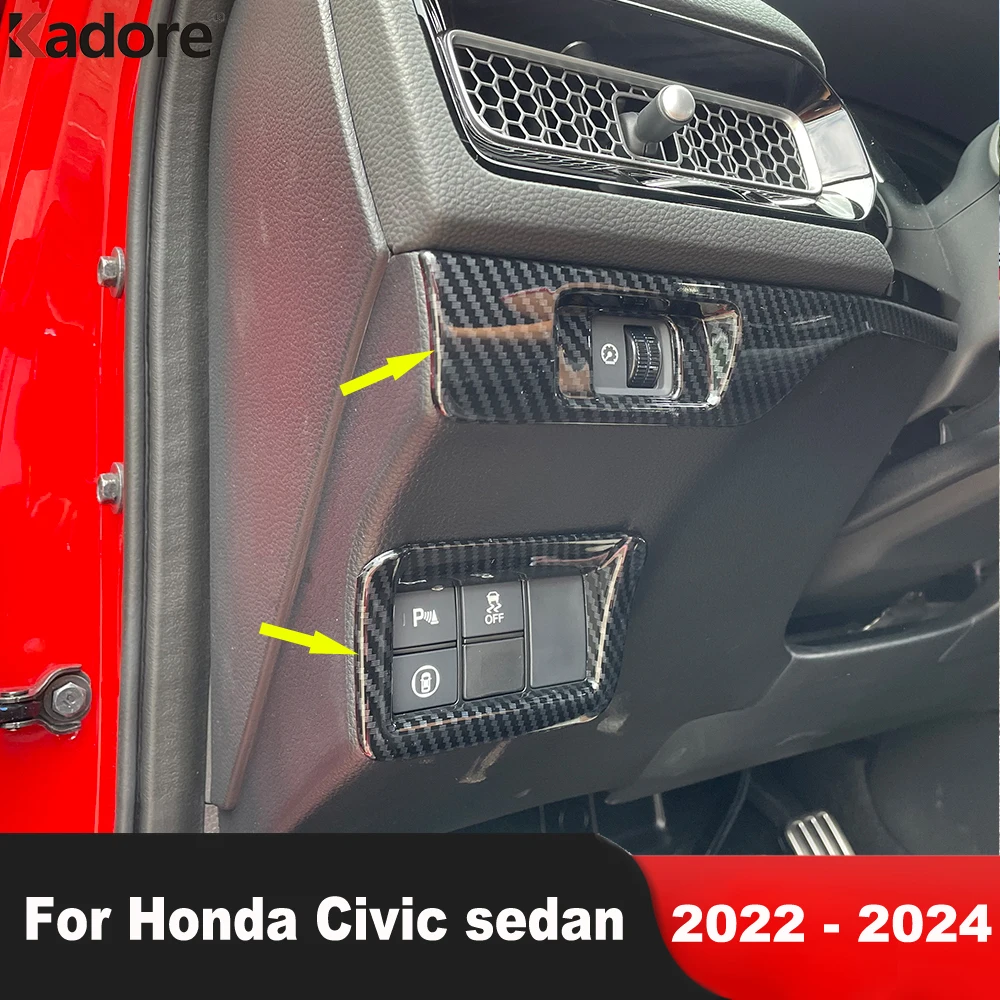 For Honda Civic Integra Sedan 2022 2023 2024 Car Head Light Lamp Switch Control Button Panel Cover Trim Interior Accessories