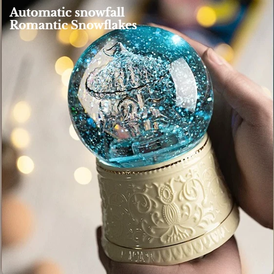 Snowflake Music Box Crystal Ball Carousel Home Exquisite Decorations Birthday and Holiday Gifts