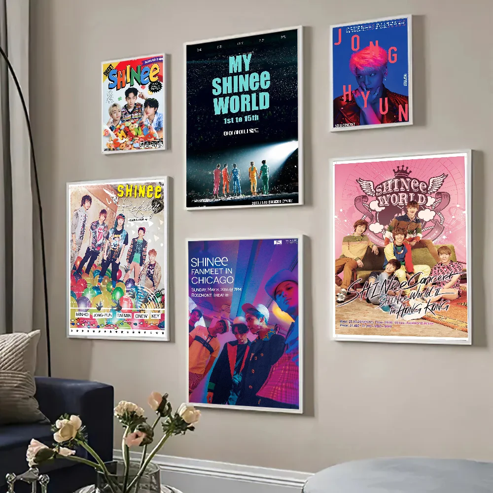 Kpop Korean Boys SHINee Poster Sticky Posters Retro Kraft Paper Sticker DIY Room Bar Cafe Aesthetic Art Wall Painting - view 3