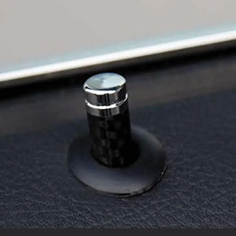Carbon Fiber Car Door Lock Cover, Bolt Lock Pin, Pin Knob, Stick Switches, Universal, Real, Interior, Carro, 4Pcs