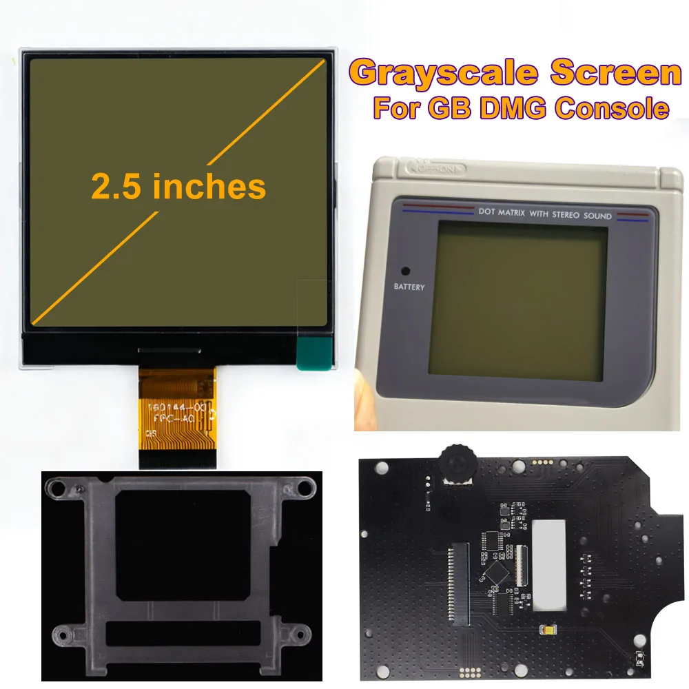 hispeedido-25-inches-original-size-grayscale-osd-menu-easy-to-install-real-drop-in-lcd-screen-kit-for-game-boy-for-gb-dmg