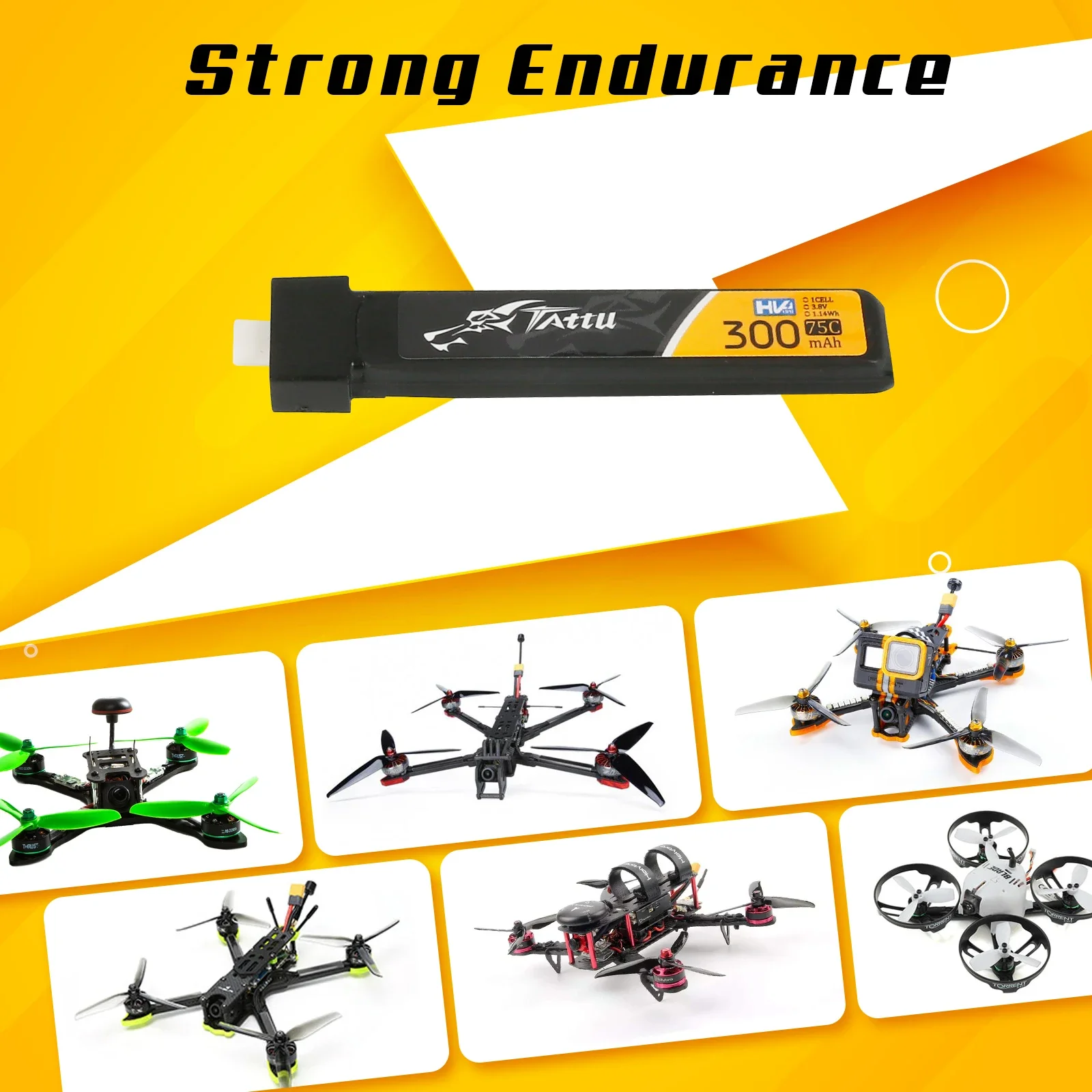 TATTU 5PCS 1S 300mAh 3.8V 75C HV 4.35V Lipo Battey z wtyczką BT2.0 do BETAFPV Ceuts FPV Kit Racing Drone FPV BT2.0 Connector