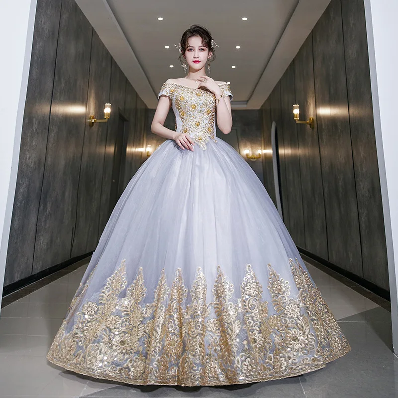 

Evening Gown 2026 New Colorful Gauze Fluffy Skirt Art Exam, Bel Canto Vocal Host Solo Performance Costume,long Style Temperament