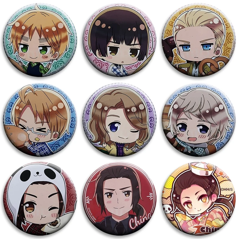 Alfileres esmaltados de Anime Hetalia Axis Powers, broche creativo, insignia de Metal para bolso, ropa, camisa, decoración, accesorios de joyería, regalos de moda