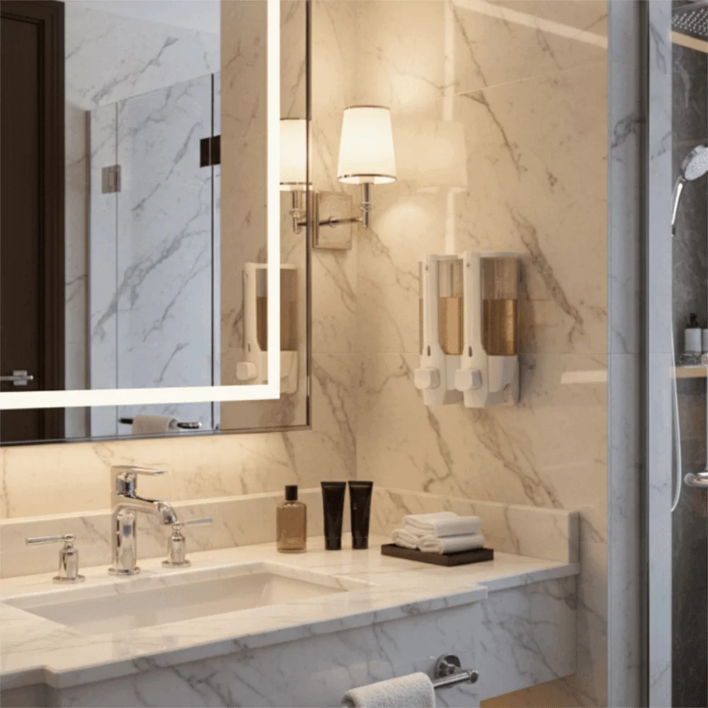 

ABS Wall-mounted Liquid Dispenser Manual Operation 640ml Soap Dispenser Touchless Large Capacity Press Soap Organizer Hotel