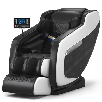 Image 2024 Full Body Massage Chair with Airbags Zero-Gravity, Heat Therapy, and Smart Bluetooth black white