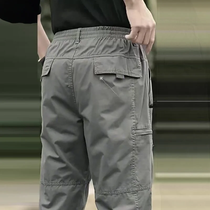 

Мужские повседневные брюки на весну-осень, рабочая одежда, свободные, дышащие, эластичные, модные, больших размеров, прямые, из хлопка