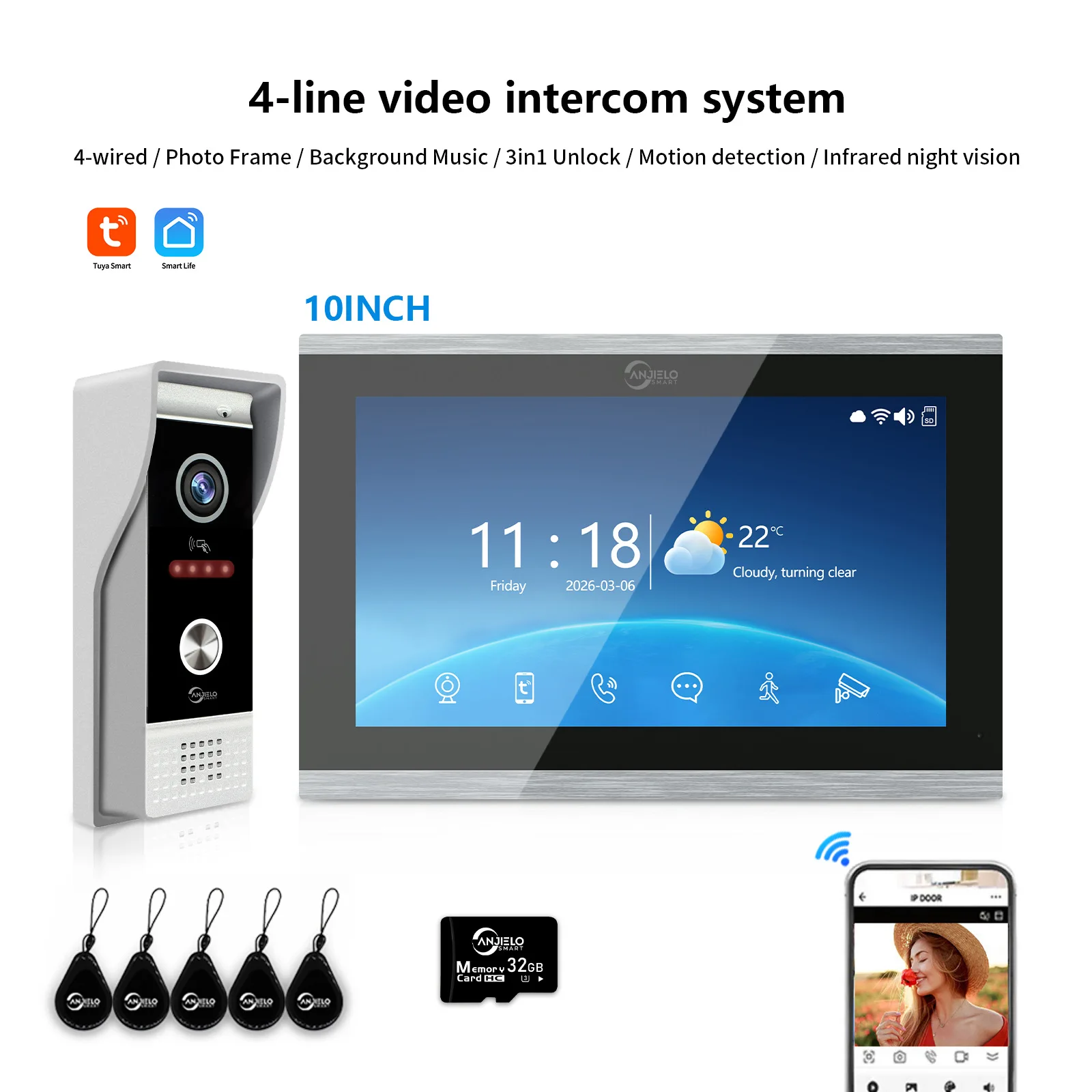 Graffiti Touch Screen Wireless Video Intercom, Camera IC Card Can Be Remotely Unlocked Smart
