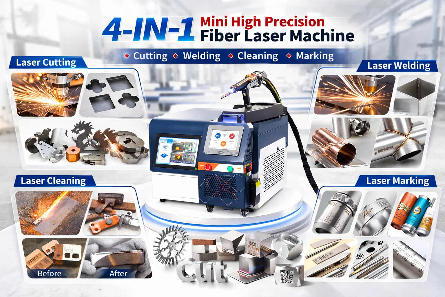 4 in 1 Multi Function Laser Cutter Machine Newest Design Laser Cutting Machine for Precision Cutting Small Laser Machine