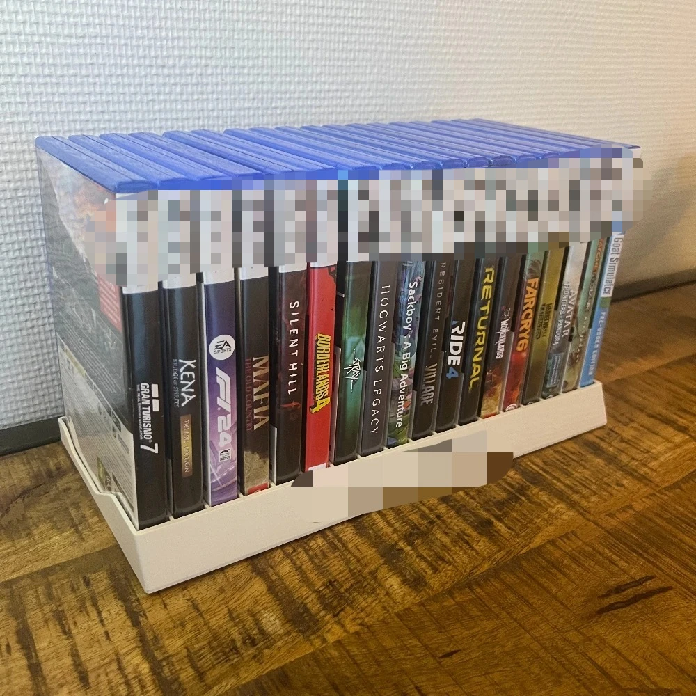 3D Printed PS-5 Game Disc Storage Rack Holder For 14 Discs Protects Collection Minimalist Console Organizer Shelf Display