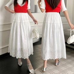 Ladies Fashion Sexy Splicing Woman Skirts Women Clothes Girls Summer Medium-long Black Skirt Casual Female Clothing BVAB8240