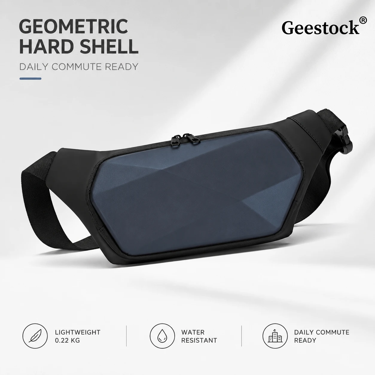 Geestock Chest Bag Urban Mens Hard Shell Water Resistant Large Capacity Crossbody Sling Waist Pack For Work Commuting Cycling Tr