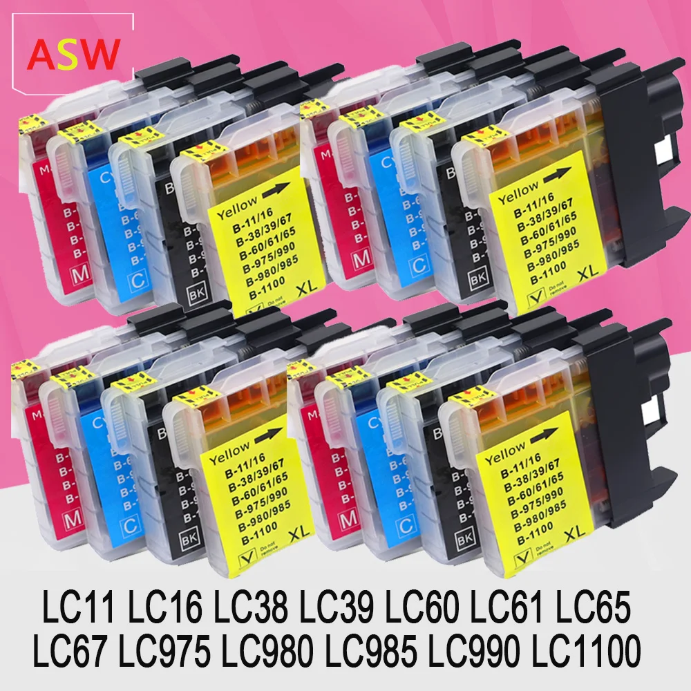 LC38 LC39 LC61 LC65 LC980 LC985 LC990 LC1100 Ink Cartridge for Brother DCP-J125 185C 195C J315W DCP-145C 185C 385C 535 Printer