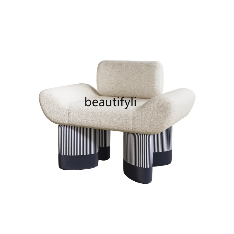 

Nordic Designer Modern Minimalist Lamb Wool Leisure Chair Living Room Balcony Home Small Apartment Fabric Single Sofa furniture