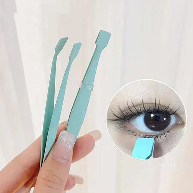 Pincettes à cils sans adhésif, pointe coudée, outil d'extension de cils, poignée professionnelle, qualité antidérapante pour cils inférieurs