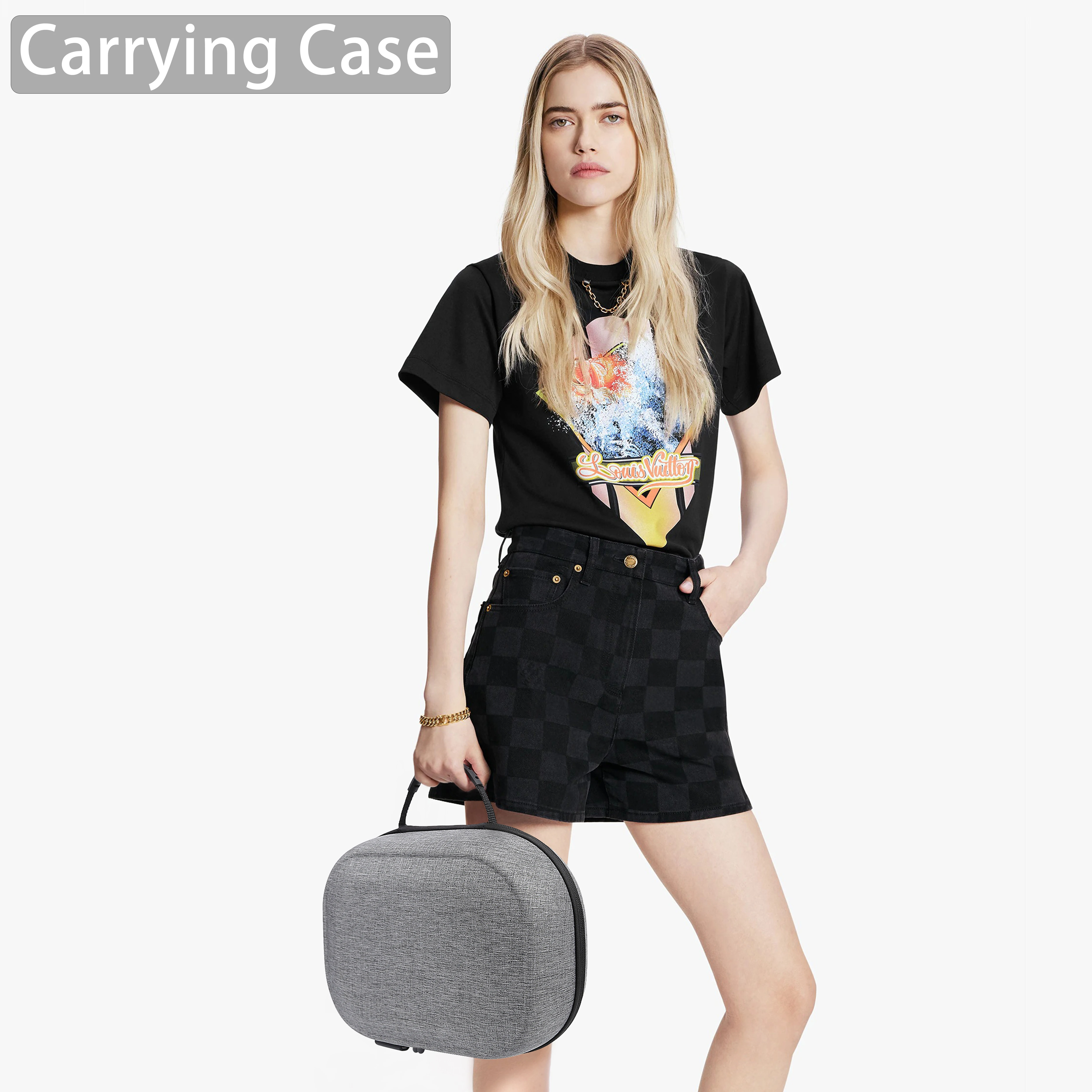 Compatível com oculus quest 2 vr difícil eva saco de armazenamento de viagem portátil conveniente tipo-c carregando caso acessórios