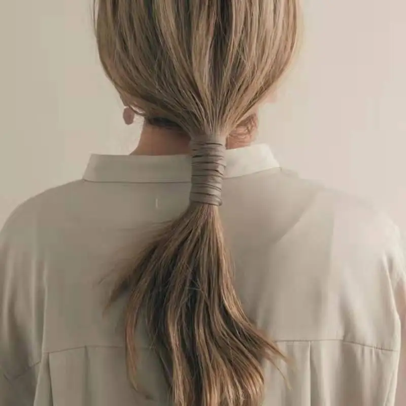 Lazos para el cabello de cuero PU con personalidad para mujer, cuerda para el cabello, bandas de soporte de cola de caballo trenzadas, accesorios