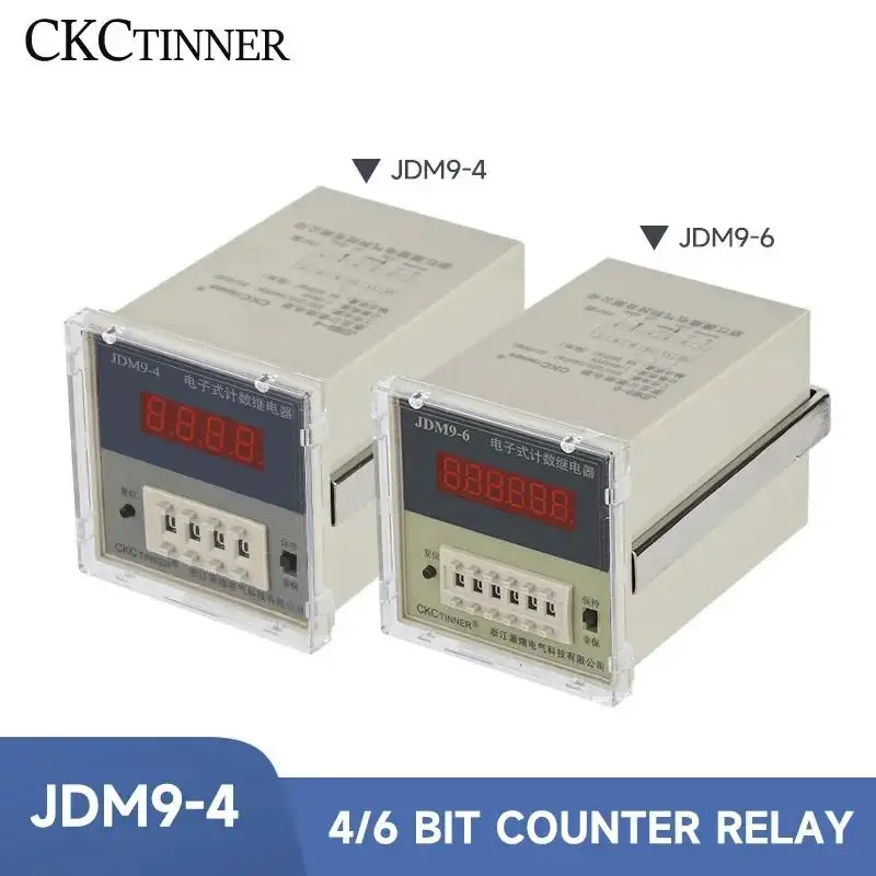 JDM9-4 JDM9-6 4/6-digit Digital Counter Relay Accumulation Power AC220V Sensor AC380V PNP Memory DC24V Outage Reset