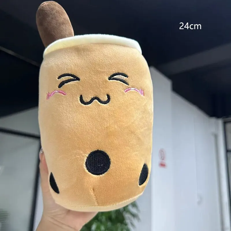 Lindo Peluche de Boba, Taza de Té de Burbujas Realista, Peluche de Leche, Almohada Suave Kawaii, Juguetes de Peluche, Regalos para Niños y Adultos, 24CM~