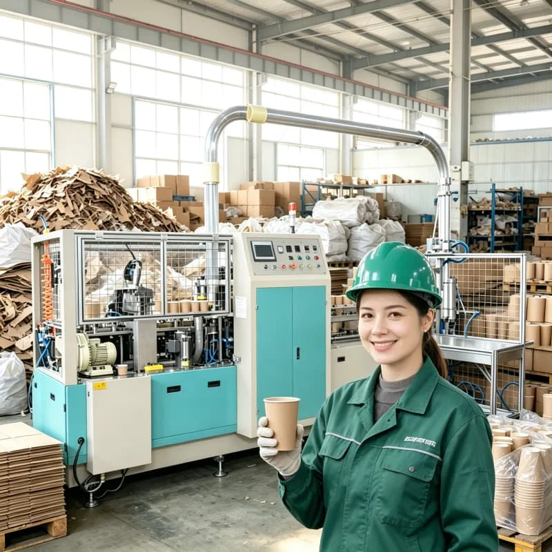 Servo Motor Driven Paper Cup Forming Machine 130pcs min With Auto Thread Trimming For Disposable Coffee Tea Cup Plant Customized