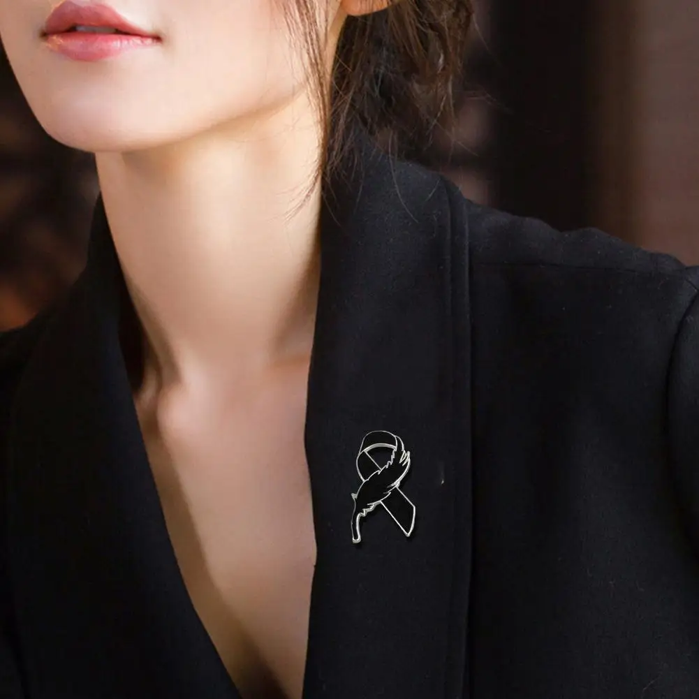 شريط أسود صغير شارة بدبوس بروش جنازات تذكارية دبوس المينا شريط أسود شارة الحداد شارة جنازة دبوس بروش بروش #5