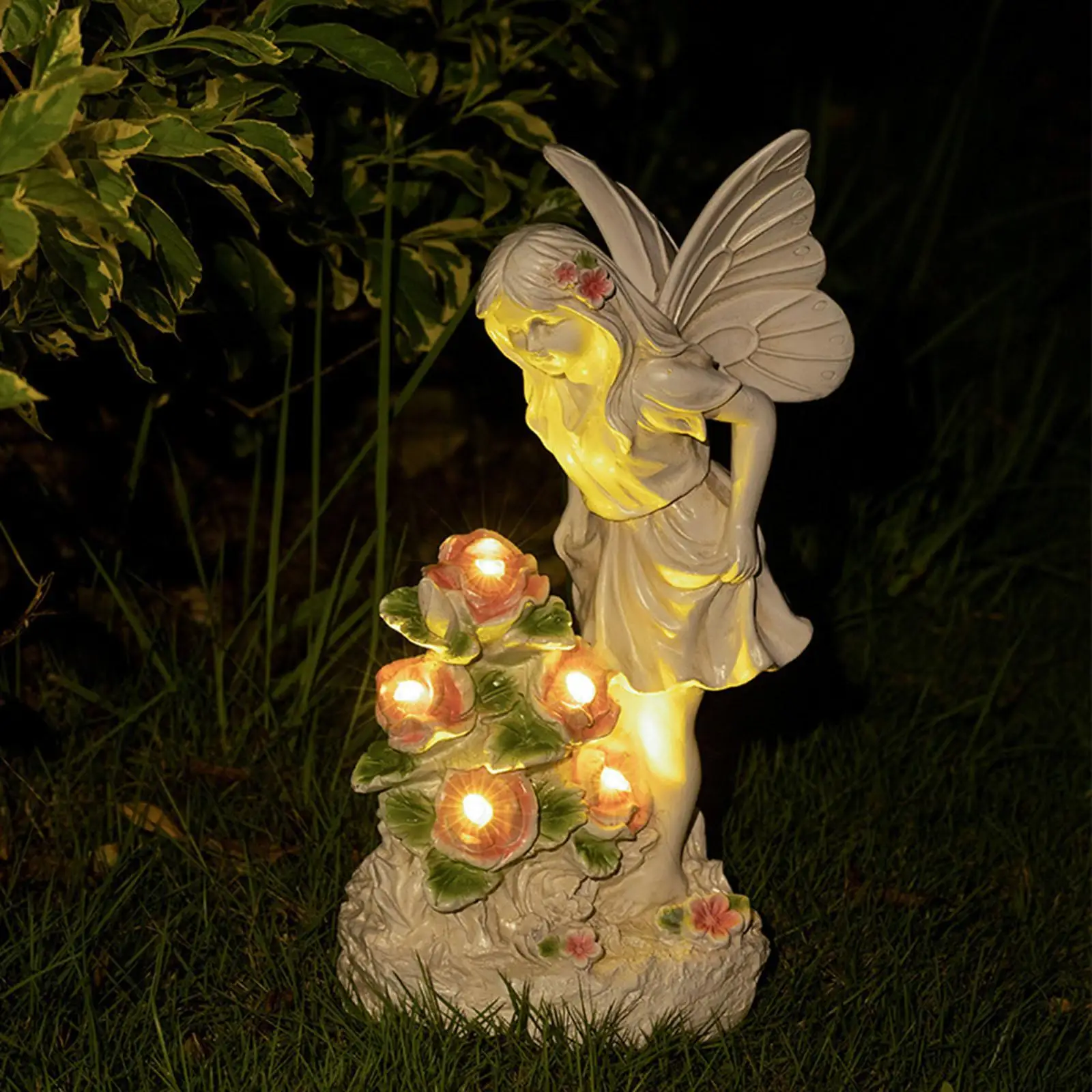 Solar Garden Statue Fairy Angel Statue Garden Statue for Lawn Porch Yard