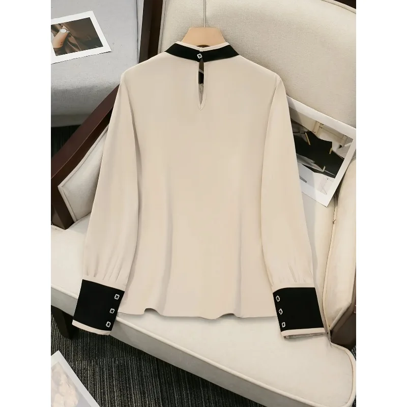 قميص بلوفر نسائي جديد أنيق بأكمام طويلة بلون سادة لعام 2025 |   أسلوب التنقل رشيق