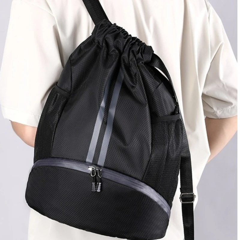 

Sports Drawstring Backpack Basketball Bag Large Capacity Training Storage Bag, Lightweight Gym Sackpack with Shoe Pocket