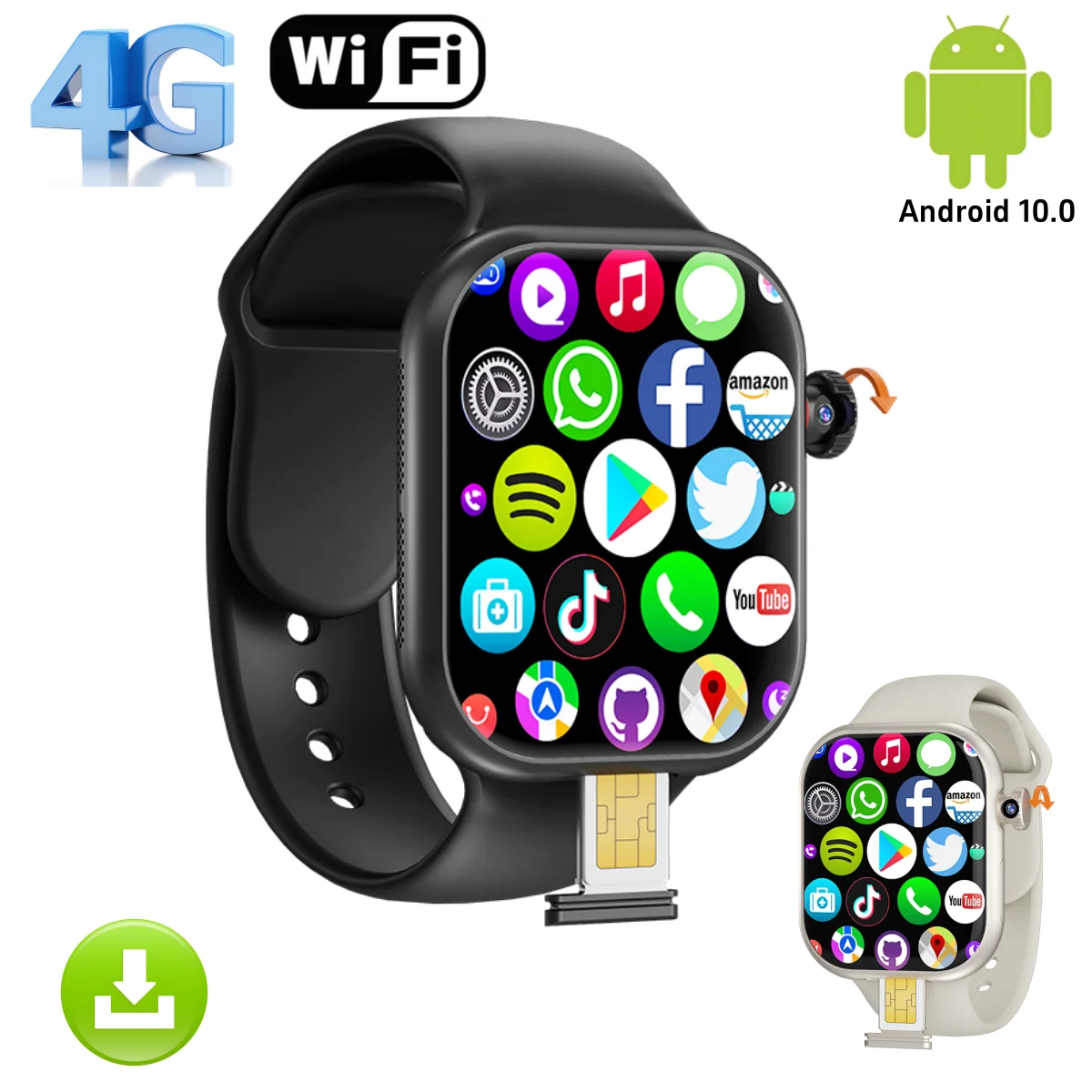 S10 Plus Smartwatch 4G Android 10.0 2.29 inch Amoled Rotary Camera Video Call GPS WIFI App Download S10 VP29 Smart Watch Men kid