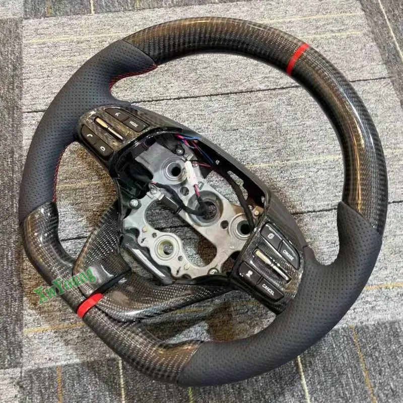 For Hyundai Elantra IX35 (With Paddle Shifters Holes) Customize 100% Real Carbon Fiber Car Steering Wheel